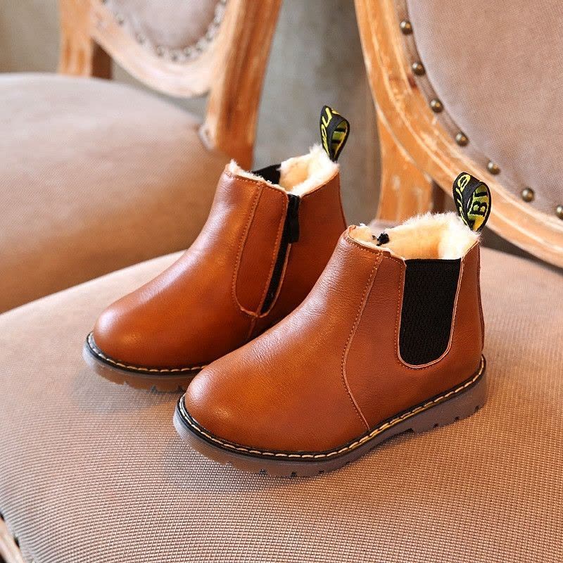 [促销]19.8抢100双 加绒加厚棉靴童靴复古马丁靴冬季男童保暖雪地靴皮靴图片