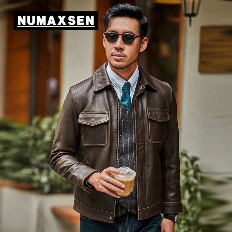 修身真皮夹克皮衣外套男报价_参数_图片_视频_怎么样_问答-苏宁易购