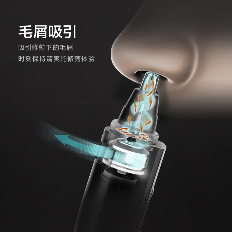 松下(Panasonic)鼻毛修剪器男士用鼻毛器剃刮去鼻毛修剪刀全身水洗电动修眉胡须造型器 ER-PGN70-K黑色
