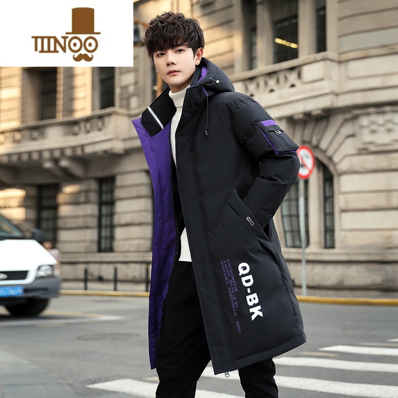 YANXU羽绒服男冬季新款休闲棉衣学生潮牌连帽棉服长款男装外套棉袄高清大图