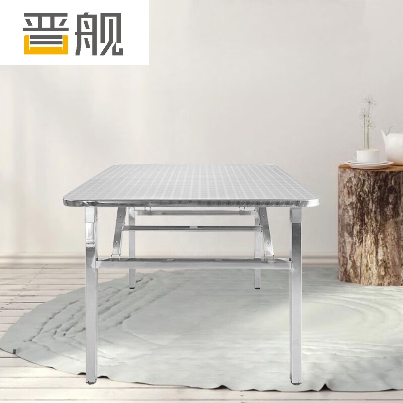 晋舰不锈钢餐桌圆台烧烤夜宵大排档餐桌农村摆地摊圆形桌 0.8米方桌