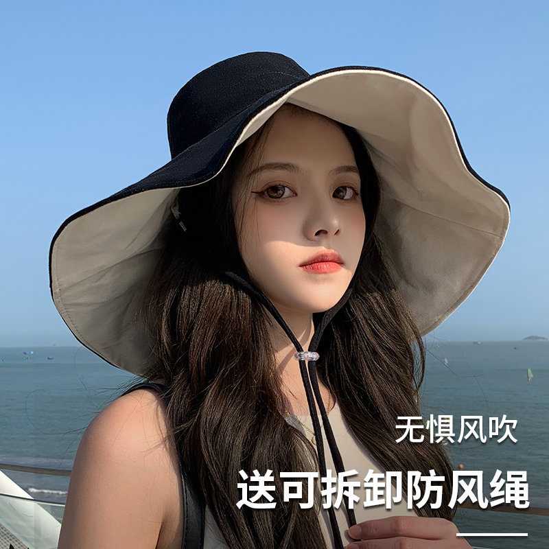 啄木鸟帽子女夏户外大檐防晒防紫外线休闲遮阳百搭渔夫女士太阳帽高清大图