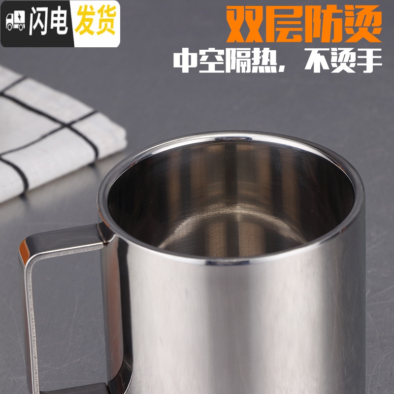 三维工匠304不锈钢杯子双层隔热口杯水杯 家用漱口杯办公室随手杯咖啡杯 [金色]200套装咖啡器具高清大图