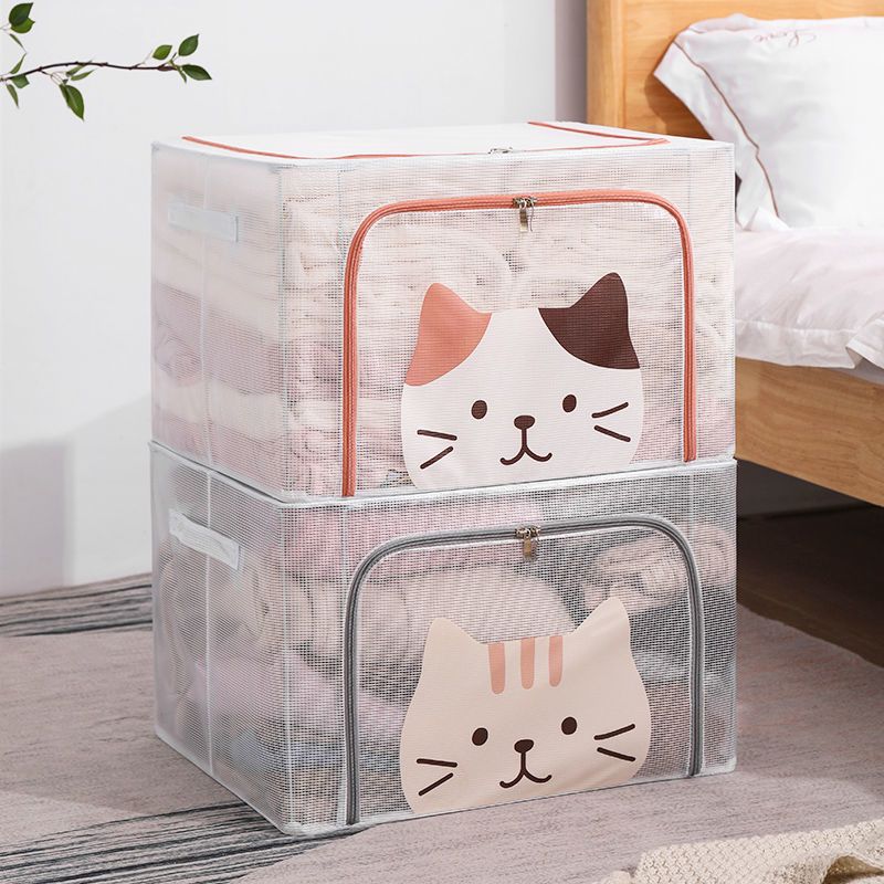 灰拉链透气款24l加厚粗钢架透明防水收纳箱特大号装衣服被子收纳盒储