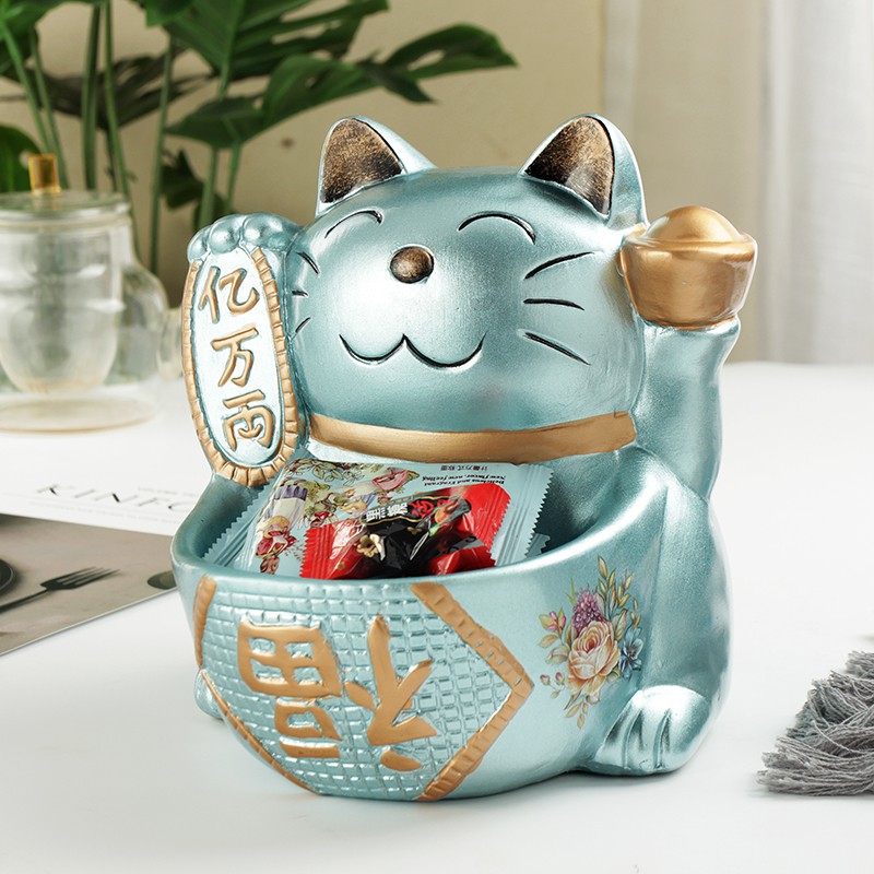 猫摆件欧式美式家居酒柜玄关装饰品鞋柜钥匙收纳盘创意礼品 三维工匠 土豪金猫高清大图