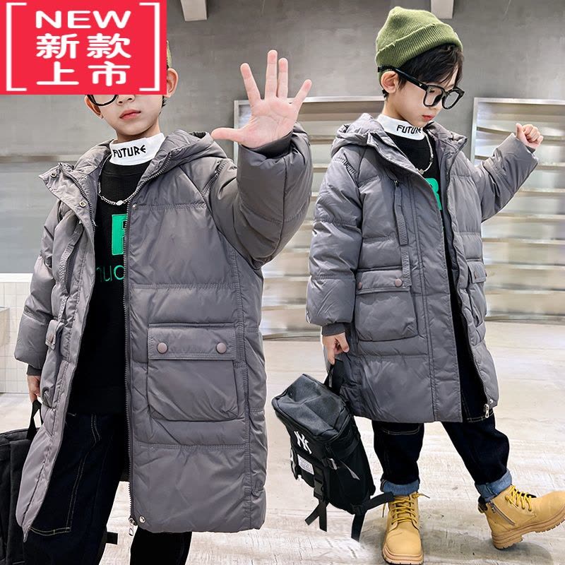 可莉允中大男童冬装棉服2022新款儿童洋气男孩中长款羽绒棉衣加厚外套潮图片