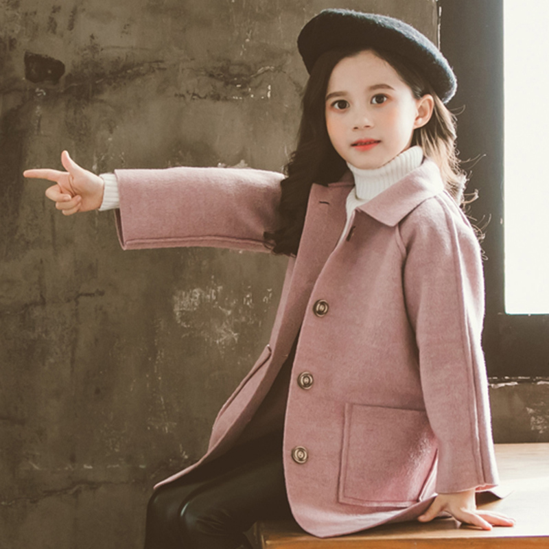 yuebin女童双面呢大衣2020新款秋冬洋气大童秋装儿童女呢子绒毛呢外套