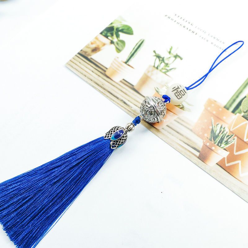 福宫铃手机挂件流苏中国风挂穗吊坠古风女款吊坠饰品小挂件挂绳宝蓝1