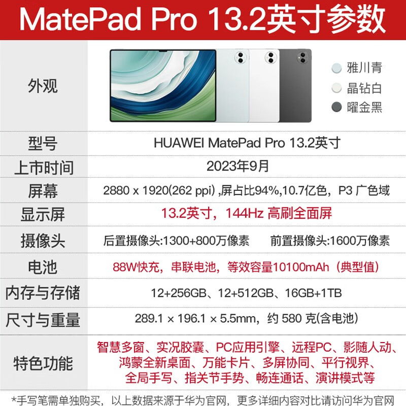 华为(huawei)电脑matepad pro报价_参数_图片_视频_怎么样_问答-苏宁