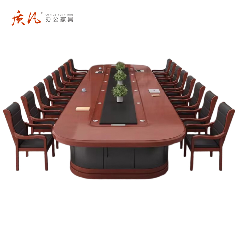 质凡 油漆会议桌6米含20把椅子 /ZF-YQZ071/6000*2000*760mm高清大图