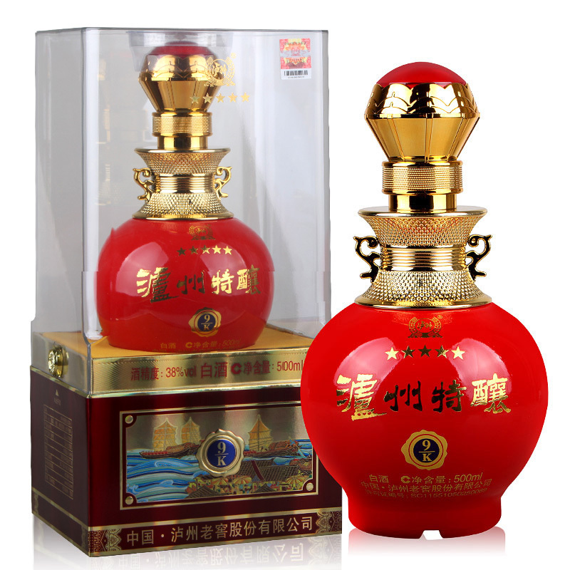 泸州老窖 38度 浓香型 泸州特酿白酒9/k 单瓶500ml
