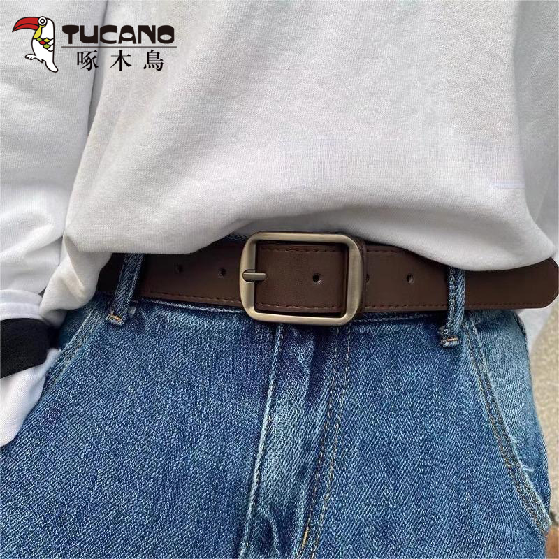 啄木鸟简约高级感男女通用韩版新款百搭牛仔裤装饰皮带学生饰生感高清大图
