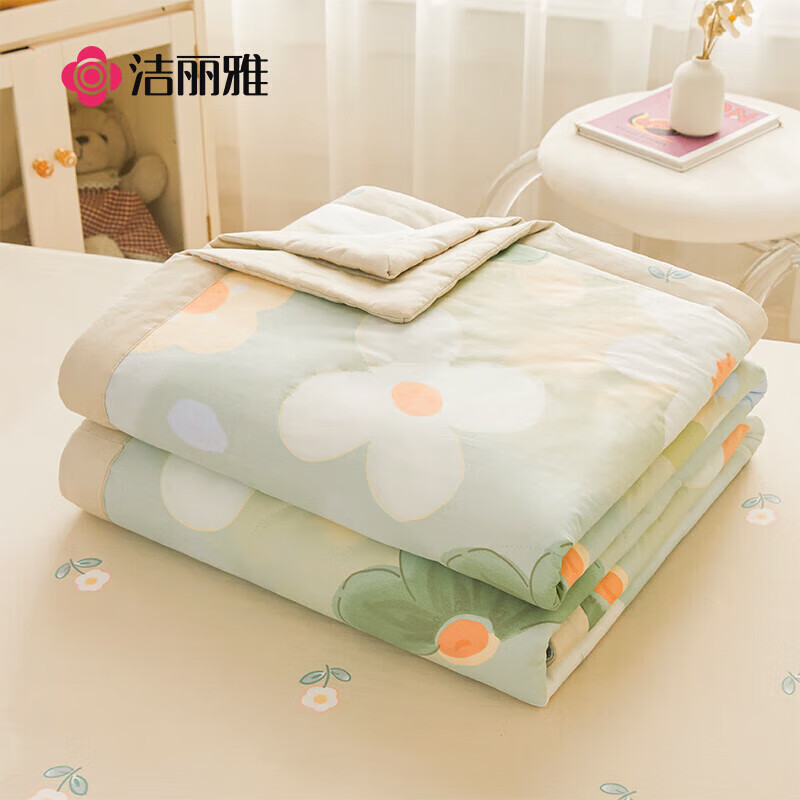 洁丽雅(grace)CP1788 青柠150*200cm全棉面料空调被芯夏被可水洗夏薄被子单双人盖被