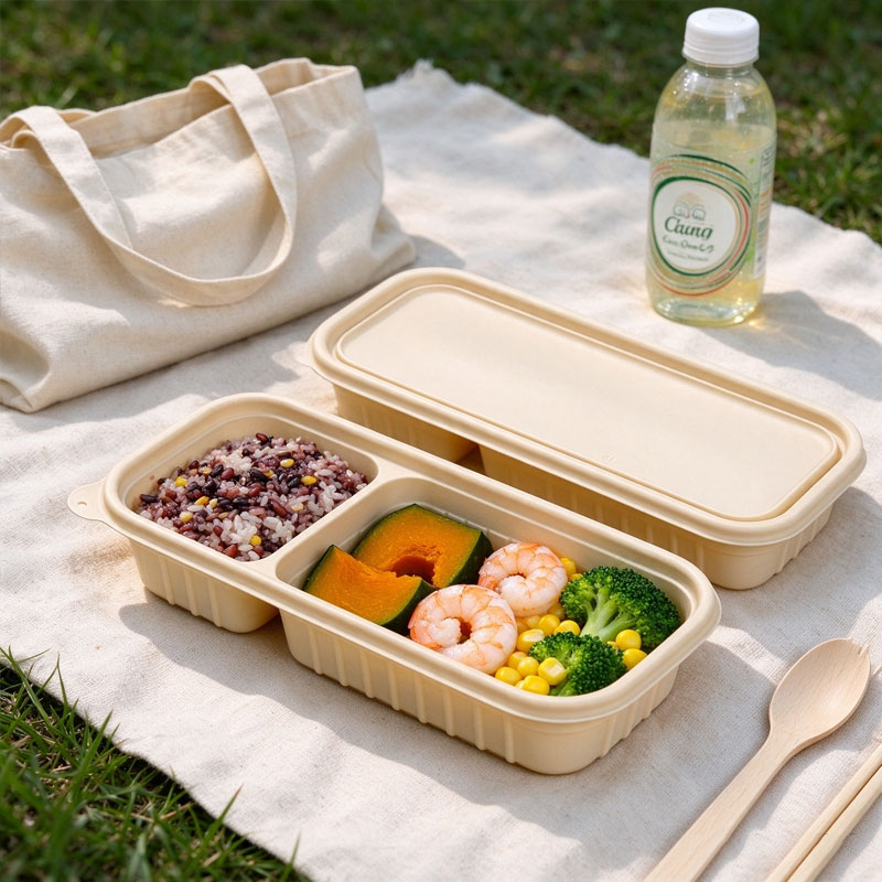 耀豪坤 一次性餐盒两格可降解饭盒 L-550ml 个高清大图