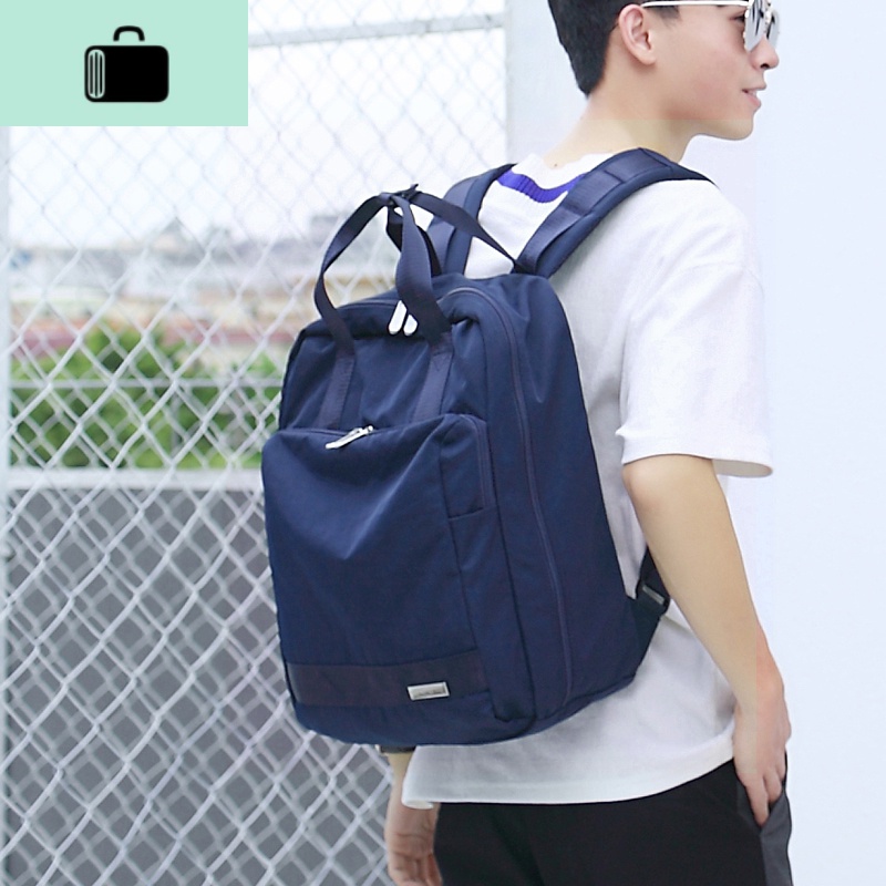 双肩旅行背包百搭大容量电脑出差旅游轻便行李休闲书包女士大学生NEWLAKE 深蓝色大号可装15.6寸电脑