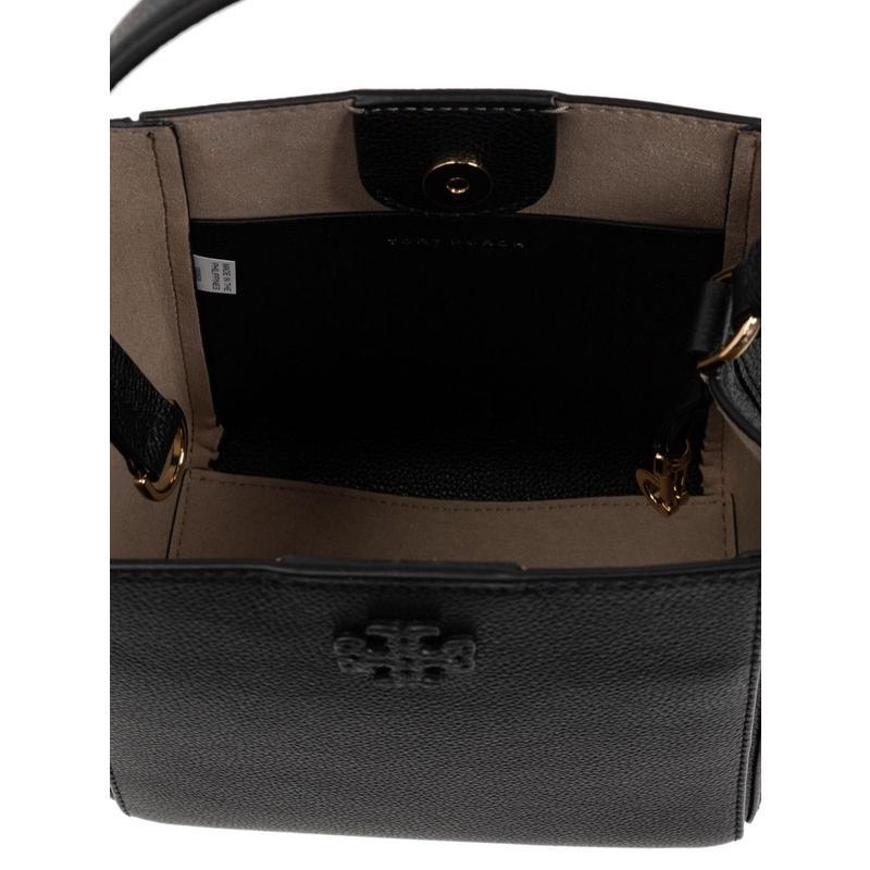 托里.伯奇(TORY BURCH)小黑皮单肩包女士链条斜挎包真皮桶包金色