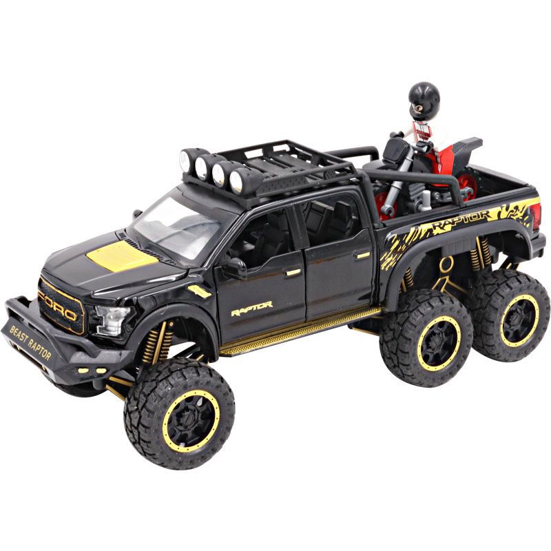 福特猛禽f150仿真128大号越野车模型合金车模回力男孩皮卡车玩具红色