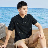 polo衫男短袖男士polo衫短袖夏季满身小绣花短袖POLO_18217 L 黑色