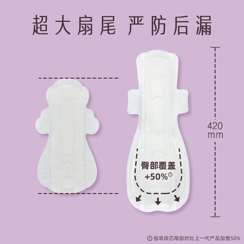 她研社 奶滑小方棉柔卫生巾超长夜用420mm*4片高清大图