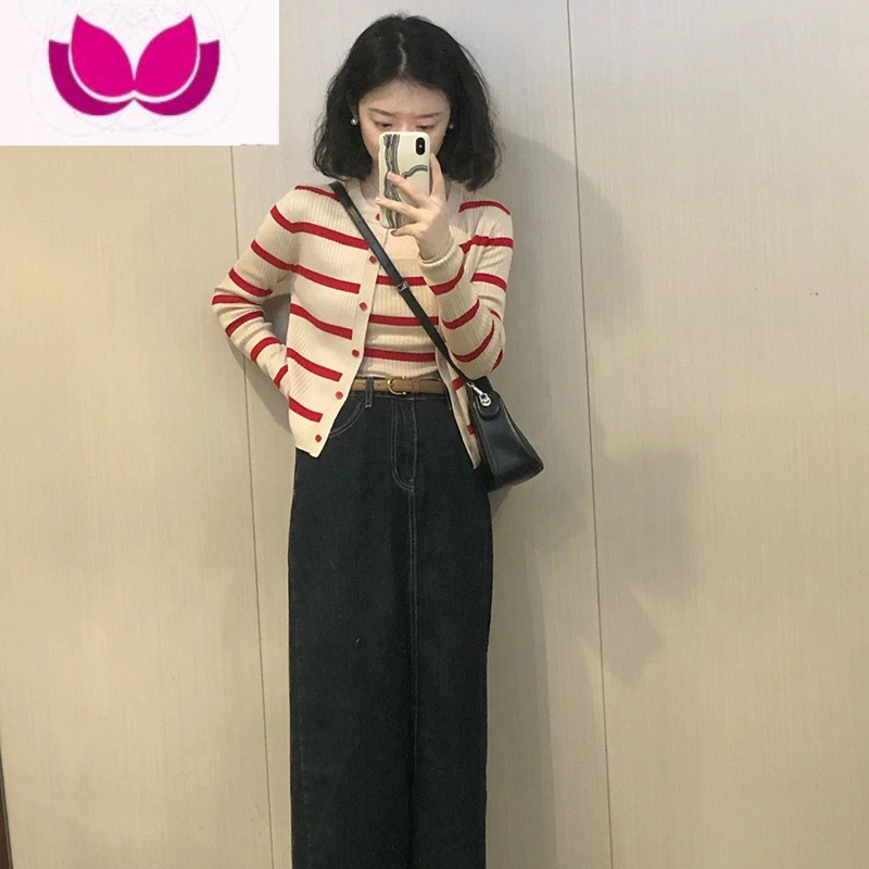 七斓2023年早春装新款女装盐系穿搭轻熟小香风套装针织开衫吊带套高清大图