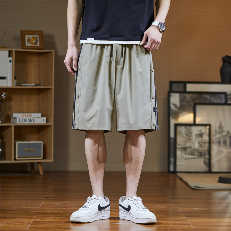 [1.5折价45元]唐狮短裤男夏季短裤男休闲裤男夏季排扣宽松休闲短裤男士休闲裤