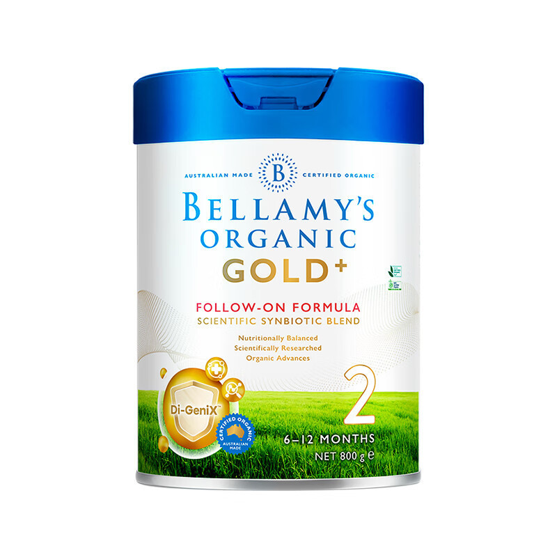 [有效期至24年8月]贝拉米(Bellamy)GOLD金装版有机较大婴儿配方奶粉2段(6-12月) 800克/罐