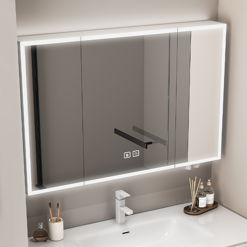 闪电客太空铝智能浴室镜柜单独挂墙式带灯除雾卫生间梳妆台镜子带