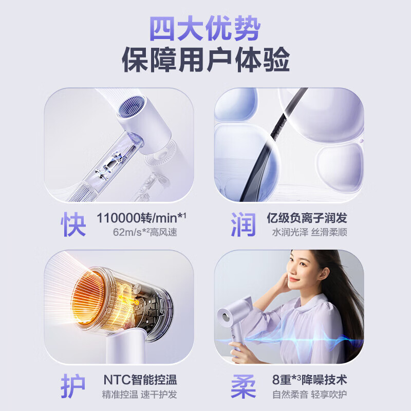 苏泊尔(SUPOR)EHDH-H820A ZMD安心系列 11万转高速负离子 燕麦奶白吹风机高清大图