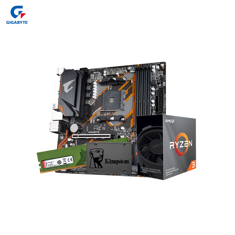 技嘉B450M AORUS ELITE+AMD 锐龙3 3100+KVR DDR4 2666+金士顿A400 240G