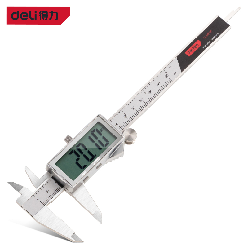 得力(deli) 高精度大屏专业级金属罩壳电子数显游标卡尺0-150mm 数显卡尺 DL312150 单位/把高清大图