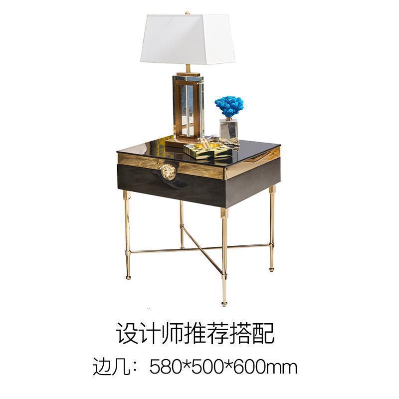 森美人不锈钢边几角几轻奢后现代简约沙发边桌金属正方形小茶几客厅家具 烤漆台面