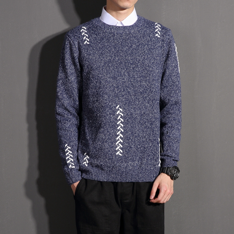 x-man2020秋装新款男士毛衣韩版潮流休闲宽松圆领线衣加肥加大码套头