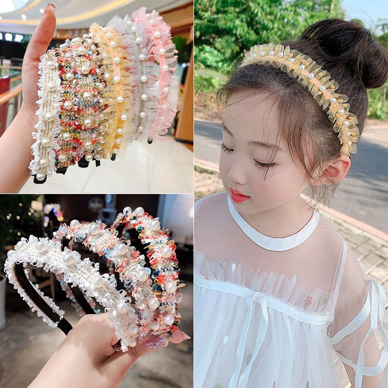 儿童发箍蕾丝珍珠女孩带齿防滑头箍发卡发夹小孩学生头饰发饰视频