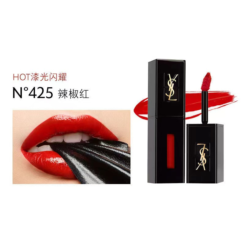 圣罗兰ysl黑管唇釉漆光镜光液体唇彩口红唇膏425辣椒红保湿补水色泽