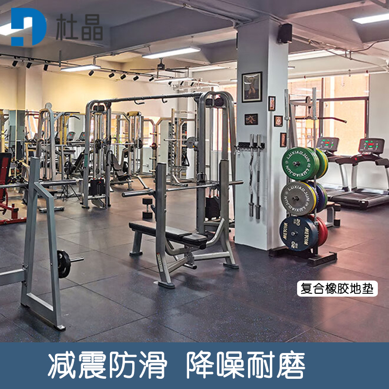 杜晶健身房橡胶地垫防滑减震隔音防砸缓冲地板健身板材100x100x2.5CM DJ-DD264