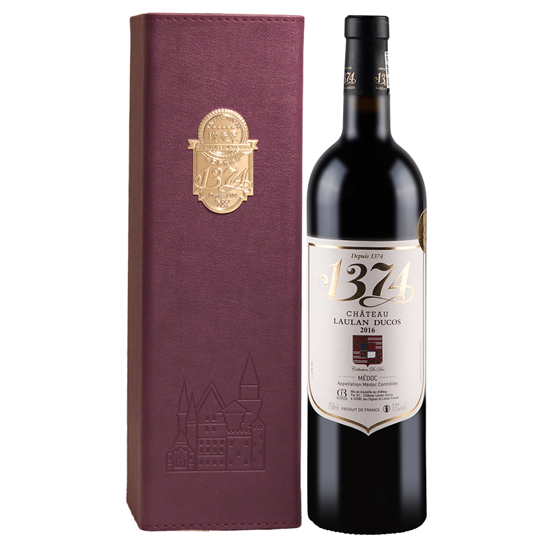 法国原瓶进口乐朗1374红酒 公爵古堡干红葡萄酒 梅多克中级庄 750ml 单支重瓶礼盒装