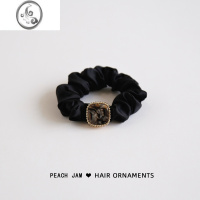 JiMi气质在线~法式大肠圈发绳女网红缎面发圈扎头绳韩国简约发饰头饰 棕色