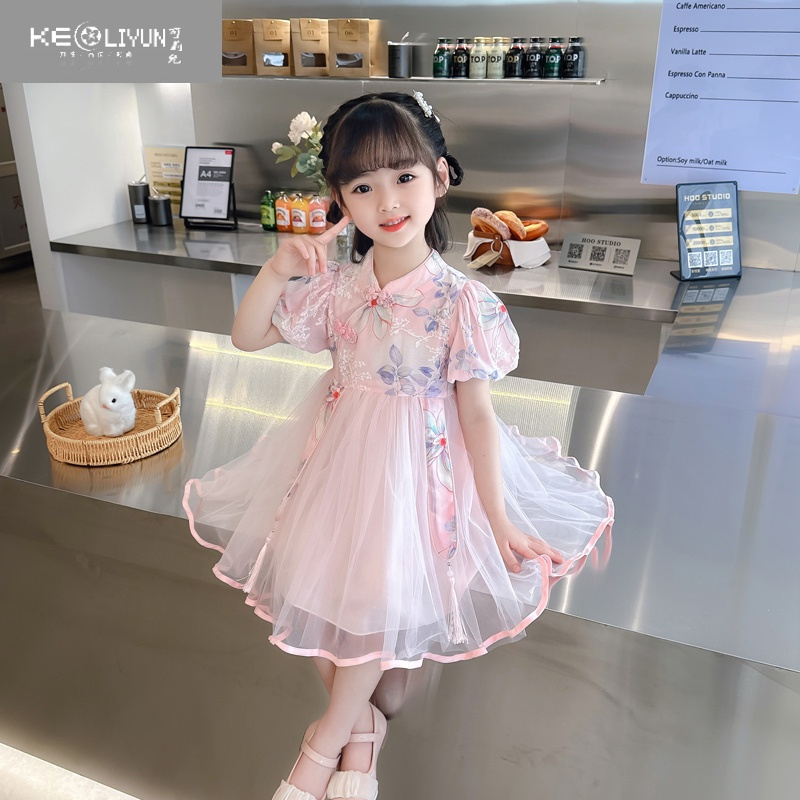 汉服女童连衣裙宝宝夏季公主裙2儿童纱裙3三4四5岁女孩中国风裙子视频