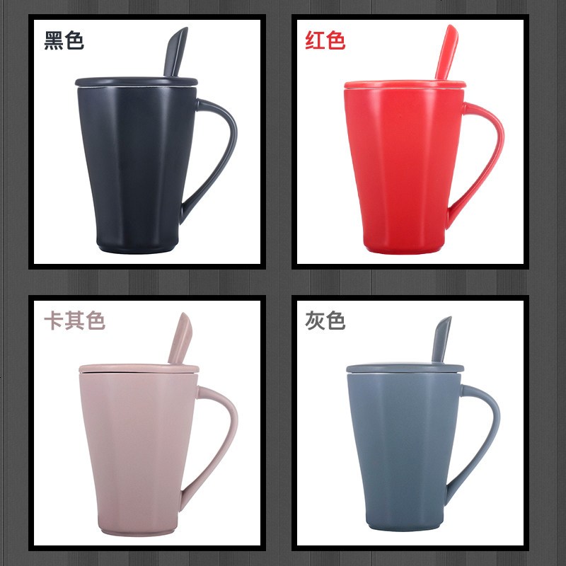 创意简约杯子陶瓷带盖勺韩版女学生潮流马克杯牛奶咖啡杯家用水杯