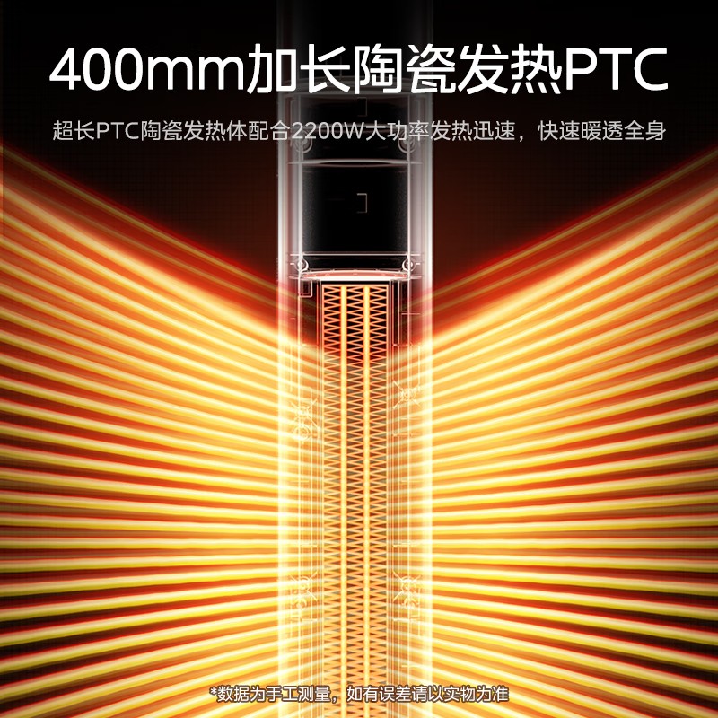 美的暖风机PTC陶瓷加热2200W大功率11-20㎡速热倾倒断电安全设计轻巧便携4.3kg简约机身低噪运行高清大图
