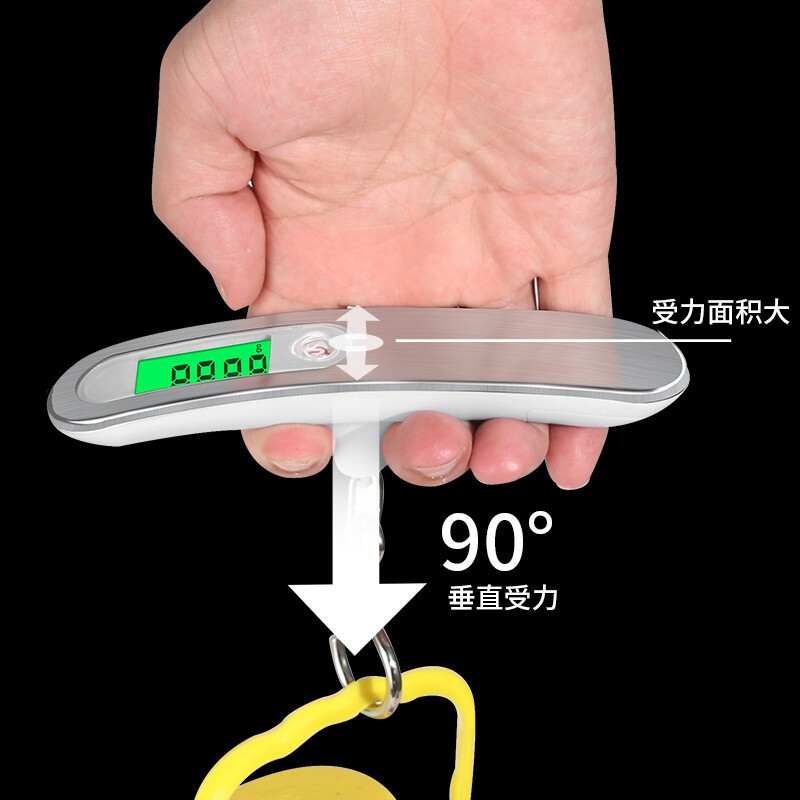 拜杰手提秤便携式弹簧秤高精度电子行李称清晰背光铝合金拉丝精准快递秤小巧便携挂钩称钓鱼秤