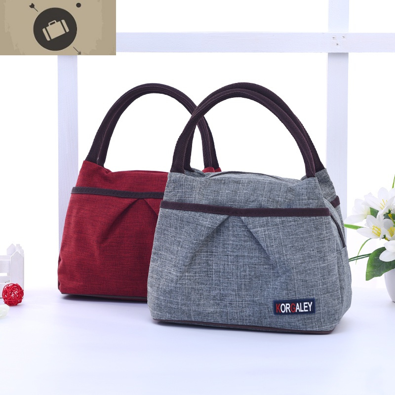 防水牛津帆布包牛仔纯色手提小布包便当包饭盒袋妈妈手拎休闲女包艾狄