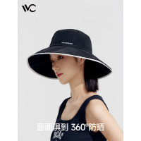 VVC成毅同款遮阳帽女渔夫帽防紫外线户外防晒帽轻便透气帽子 时尚黑 均码