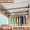 不锈钢吸盘晾衣杆可伸缩免打孔衣架家用墙上阳台飘窗挂晒神器1822