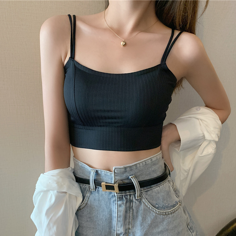 suntek卡卡u型美背小吊带网红背心女夏内搭打底运动带胸垫内衣抹胸外