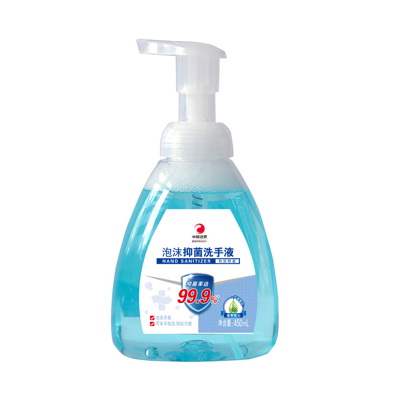 洁柔 家庭温和泡沫抑菌99.9%洗手液手感绵密450ml瓶 1瓶CY450-01