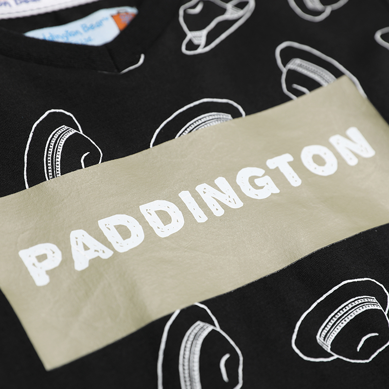 Paddington Bear帕丁顿熊童装帽子印花T恤夏季短袖上衣
