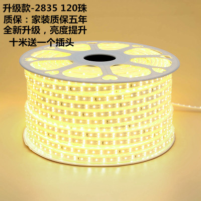 2835双排客厅吊顶220v防水户外超高亮3014双排240珠软灯条 2835双排120珠升级版铜线 暖白 其它
