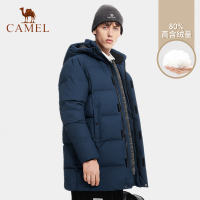 骆驼CAMEL户外中长款羽绒服情侣款冬季新款加厚保暖防风连帽羽绒外套男女
