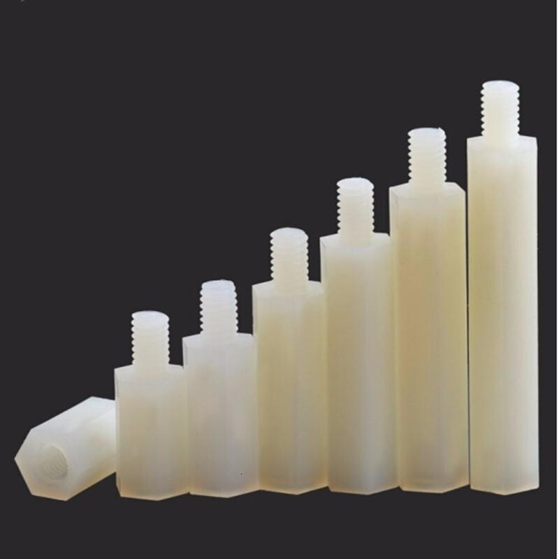 m3m4单头尼龙隔离柱六角尼龙螺柱绝缘塑料隔离柱塑胶支撑柱